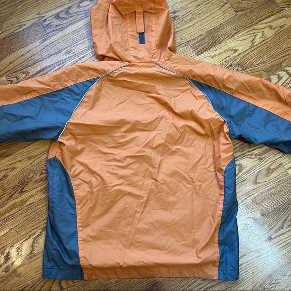 Columbia Youth 18/20 Orange Gray Hooded Rain Jacket Windbreaker - Picture 2 of 8